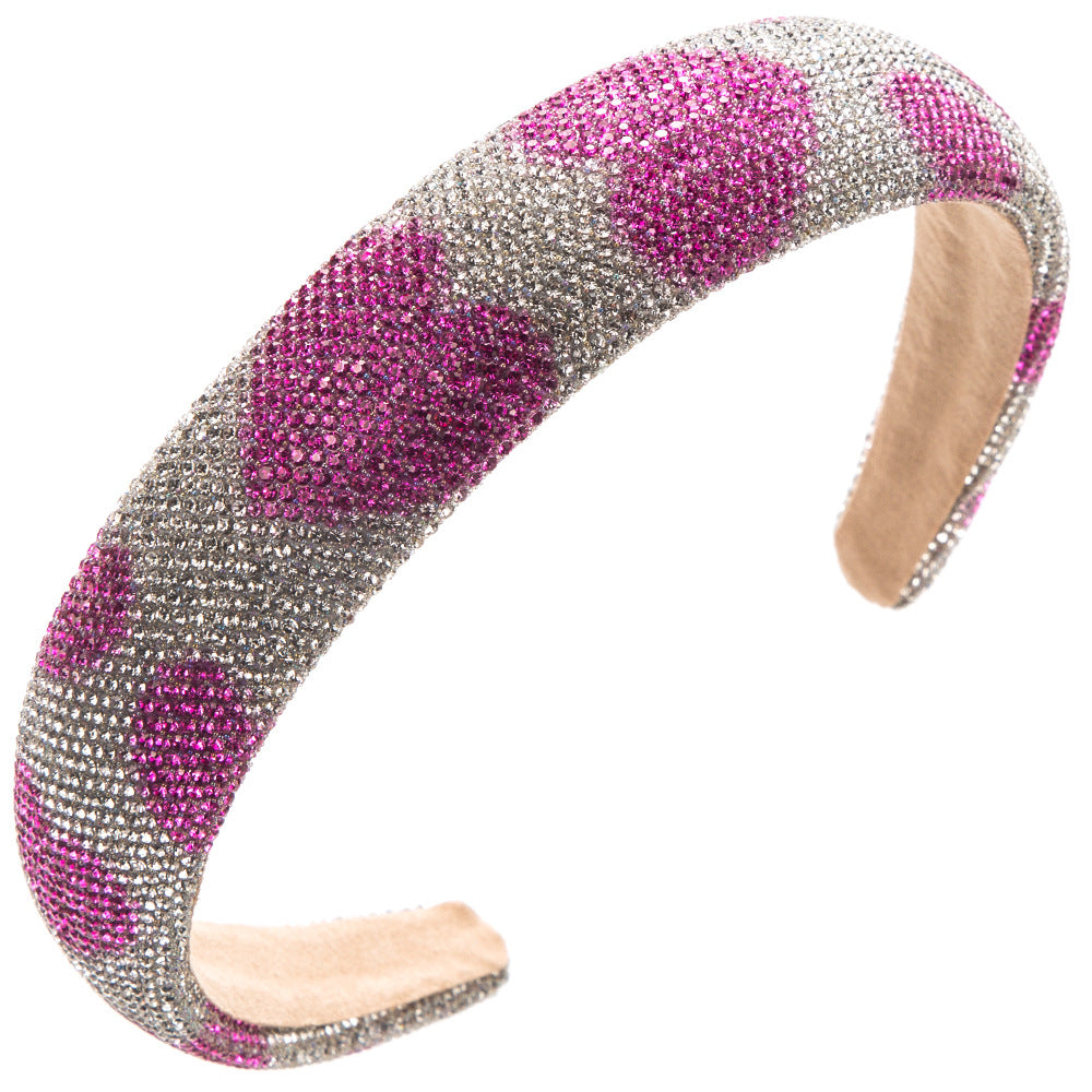 Wholesale Valentine's Day Full Diamond Love Wide Edge Hair Hoops